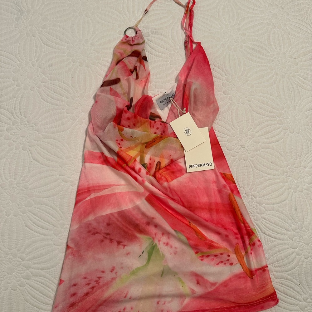 Peppermayo Pink and Red Floral Dress